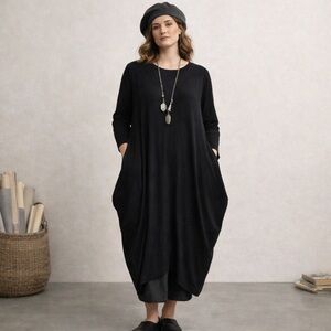 Bryn Walker Oversized Lagenlook Long Stretchy Tulip Dress Size Small